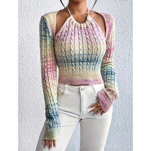 Knit Cut-Out Long Sleeve Sexy Casual Top